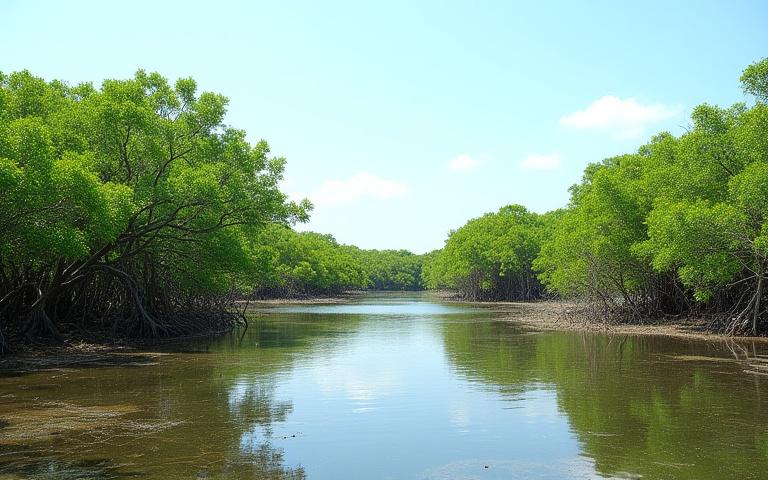 Projeto de restauração de manguezal em área costeira